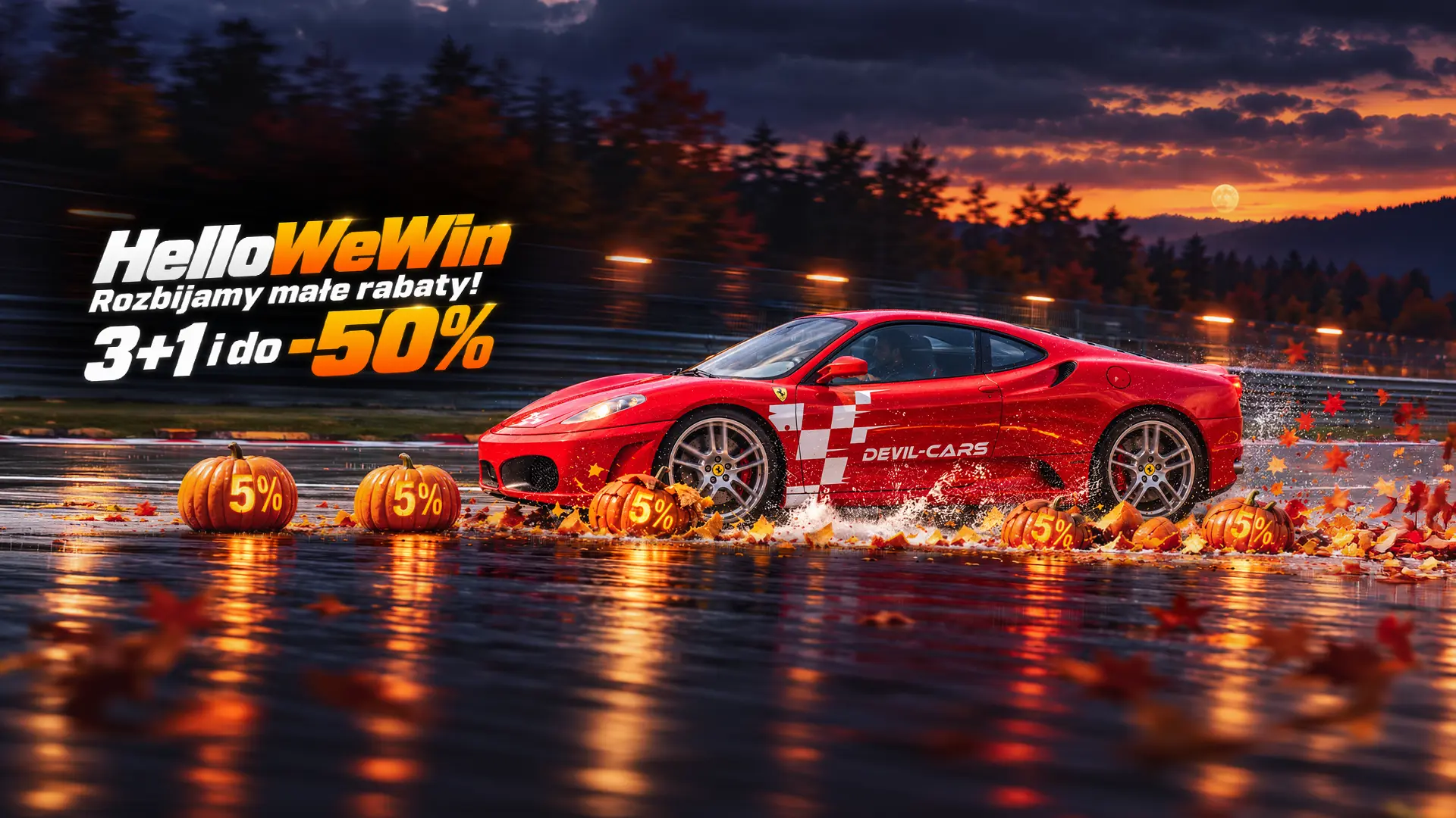 Devil-Cars: promocja na haloween na jazdy sportowymi autami