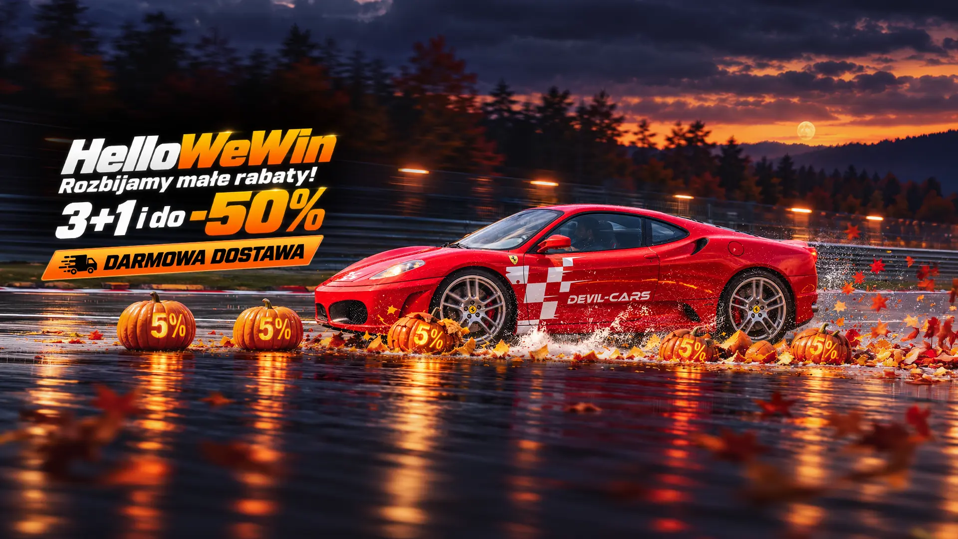 Devil-Cars: promocja na haloween na jazdy sportowymi autami